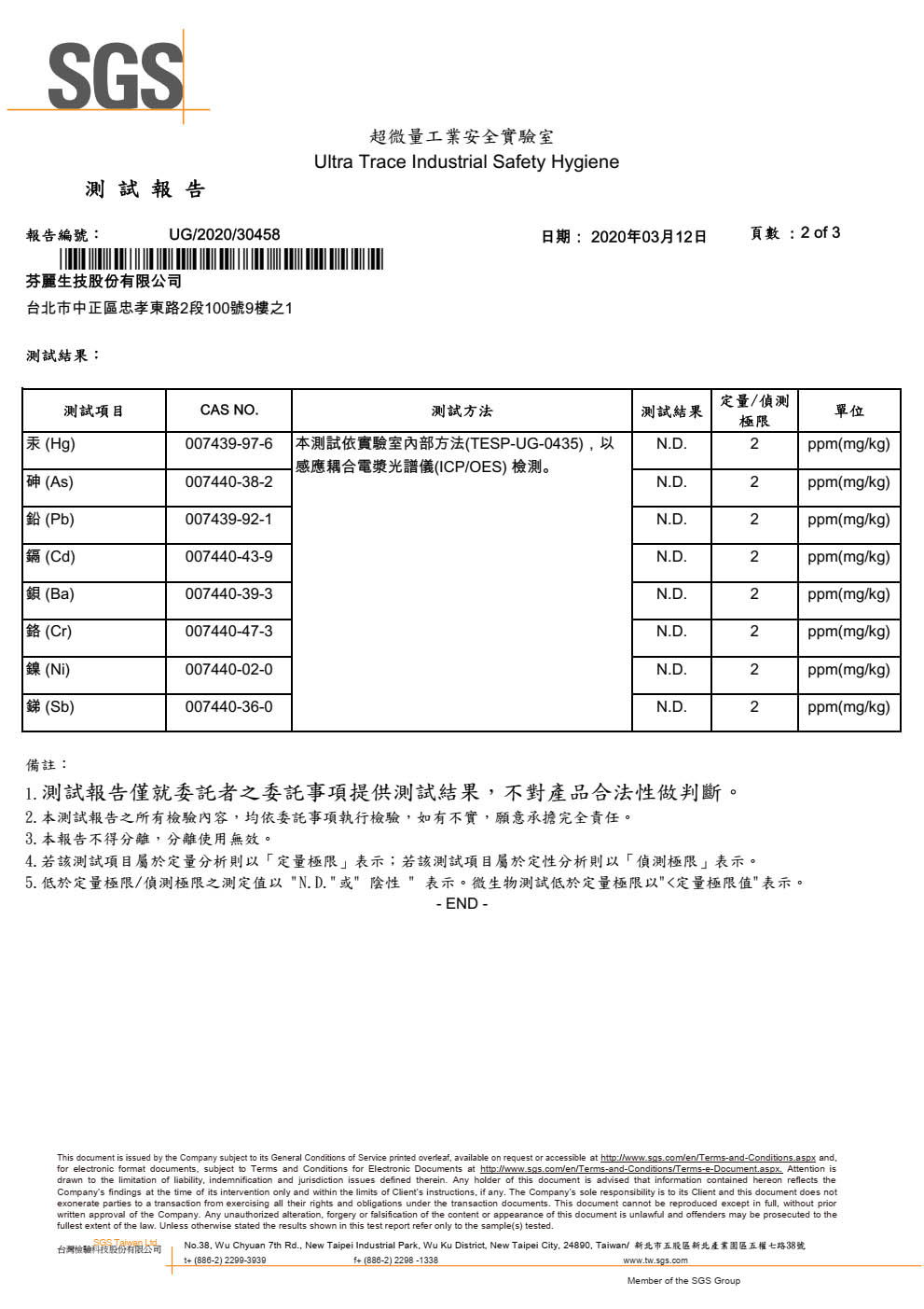 芬丽-800次氯酸剂 安全检测报告