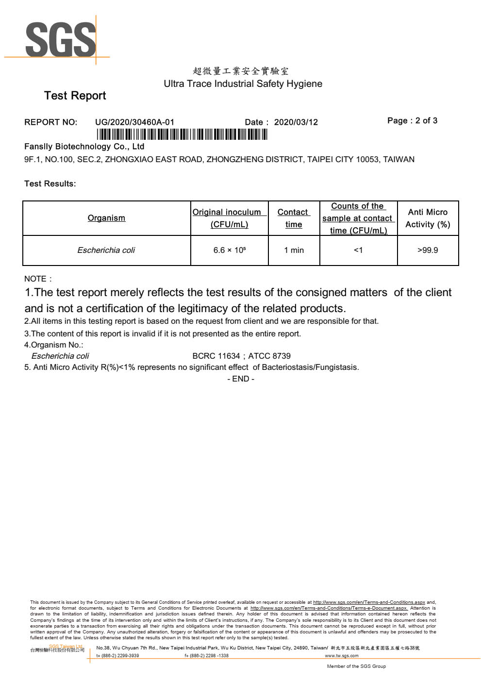 E. Coli Test Report